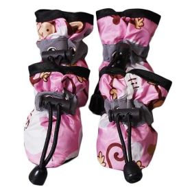4 Pcs Pink Cute Dog Shoes Rain Waterproof #4