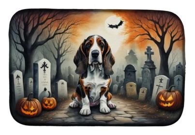 Basset Hound Spooky Halloween Dish Drying Mat Absorbent Dish Drying Mat
