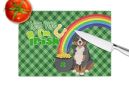 Bernese Mountain Dog St. Patrick's Day Glass Cutting Board Decorative Tempered Glass Kitchen Cutting and Serving Board