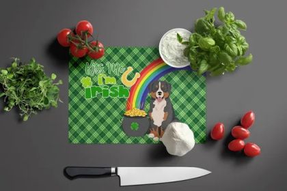 Bernese Mountain Dog St. Patrick's Day Glass Cutting Board Decorative Tempered Glass Kitchen Cutting and Serving Board