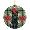 Black German Shepherd Christmas PoinsettIas Ceramic Ornament Christmas Tree Hanging Decoration