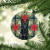 Black German Shepherd Christmas PoinsettIas Ceramic Ornament Christmas Tree Hanging Decoration