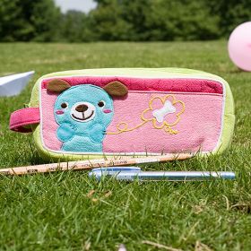[Dog & Bone] Embroidered Applique Pencil Pouch Bag / Cosmetic Bag / Carrying Case