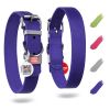 Long Lasting Leather Dog Collar  with Durable Buckle D Ring  Purple Color