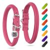 Ultra Soft Rolled Leather Dog Collar Soft Padded Neck Pink Color