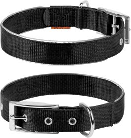 Nylon Reflective Dog Adjustable Dog with Metal Buckle Heavy Duty  Black