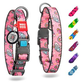 Nylon Dog Collar Adjustable for Large Small Medium Dogs with Durable Plastic Buckle Unicorn