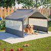 Extra Large Outdoor Dog House Tent with 3-Sided Mesh Windows, Breathable Sun Rain Cover Pet Shelter