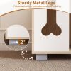 Dog Bed Side Table Wooden Dog Condo with Bone-shape Window and Thick Metal Legs