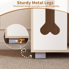 Dog Bed Side Table Wooden Dog Condo with Bone-shape Window and Thick Metal Legs