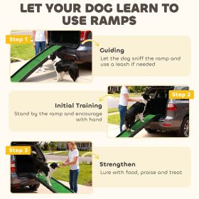 Folding Dog Ramp for Car, 61 Inches Portable Pet Ramp with Non Slip Grass Surface, Raised Side Rails