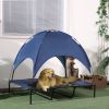 48" x 36" Elevated Portable Dog Cot Cooling Pet Bed with UV Protection Canopy Shade, Dark Blue