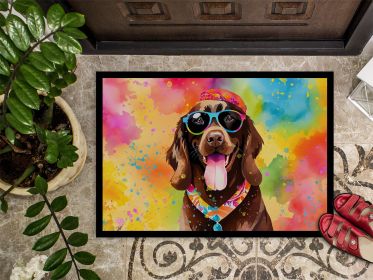 NEW Chocolate Labrador Hippie Dawg Doormat Front Door Mat Indoor Outdoor Rugs for Entryway, Non Slip Washable Low Pile, 18H X 27W