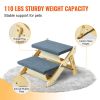 VEVOR Wood Pet Stairs/Pet Steps, 2-in-1 Foldable Wooden Stair for Beds, Sofa and Cars, Stairs & Ramp with 2 Steps for Small Medium Large Pet