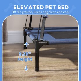48" x 36" Elevated Portable Dog Cot Cooling Pet Bed with UV Protection Canopy Shade, Dark Blue