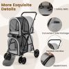 4-in-1 Double Pet Stroller with Detachable Carrier and Travel Carriage