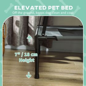 Elevated Dog Bed with Removable Canopy, Outdoor Dog Cot with UV Protection Canopy Shade, 36 inch Large Pet Bed for Camping, Gray
