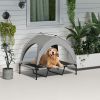 Elevated Dog Bed with Canopy, Raised Outdoor Pet Bed for Camping with Washable Breathable Mesh, 42" x 30" x 37"