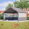 Extra Large Outdoor Dog House Tent with 3-Sided Mesh Windows, Breathable Sun Rain Cover Pet Shelter