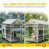 79"L Large Dog House Outdoor, Wooden Dog Kennel with Porch, Storage Cabinet,Weatherproof Roof, Windows