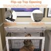 23.6"L X 20"W X 26"H Dog Crate Furniture with Cushion, Wooden Dog Crate Table, Double-Doors Dog Furniture, Dog Kennel Indoor for Small Dog, Dog House