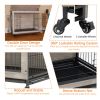 23.6"L X 20"W X 26"H Dog Crate Furniture with Cushion, Wooden Dog Crate Table, Double-Doors Dog Furniture, Dog Kennel Indoor for Small Dog, Dog House