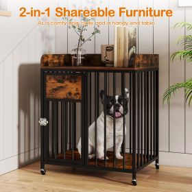 27.5 Inch Dog Crate Furniture with Wheels for Small Dogs and Puppies