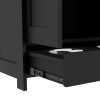 Pet Feeding Station, Dog Food Storage Cabinet w/ Raised Dog Bowls, Adjustable Panel, Hooks for Medium Dogs, Black