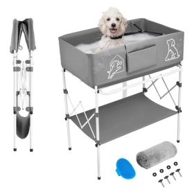 Dog Bathtub, Elevated Dog Bath Tub, Collapsible Pet Bathing Grooming Wash Station