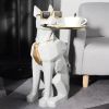 Dog Sculpture Resin Side Table with Tray Top & Tissue Box