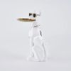 Dog Sculpture Resin Side Table with Tray Top & Tissue Box