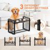 Elevated Dog Bowls,Height Adjustable Metal & Wood Raised Dog Bowl with 2 Bowls