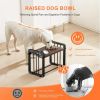 Elevated Dog Bowls,Height Adjustable Metal & Wood Raised Dog Bowl with 2 Bowls