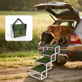 Foldable Dog Ramp for Cars, SUVs, Trucks, Portable Pet Dog Stairs for Large Dogs with Non-Slip Surface