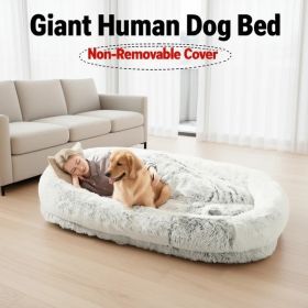 Human Dog Bed, 71"x45"x12" Size Fits You and Pets, Non-removeable Cover, Washable Faux Fur Dog Bed for People