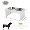 PawHut Wooden Elevated Dog Feeding Station with 2 Stainless Steel Bowls White