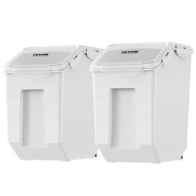 VEVOR Ingredient Storage Bin, 2 x 15L Dispenser Bin with 2 Measuring Cups, Casters and Airtight Lid