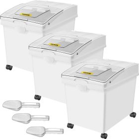 White 3 Pcs/Set Storage Bins On Wheels with Scoop and Sliding Lid