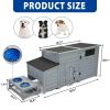 Wood Dog House, Outdoor Dog Kennel with Food Bowls, Storage Box, Vents, Gray