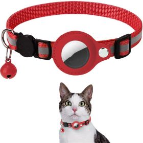Reflective Collar Waterproof Holder Case For Airtag Air Tag Airtags Protective Cover Nylon Collar (Color: Red)