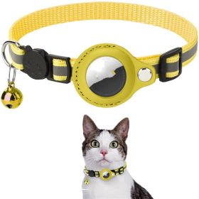 Reflective Collar Waterproof Holder Case For Airtag Air Tag Airtags Protective Cover Nylon Collar (Color: Yellow)
