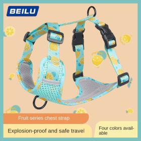 Harnesses; New style dog chest strap vest type big dog chest strap explosion-proof flush walking dog rope reflective pet traction rope (Specification (L * W): S, colour: Lake blue)