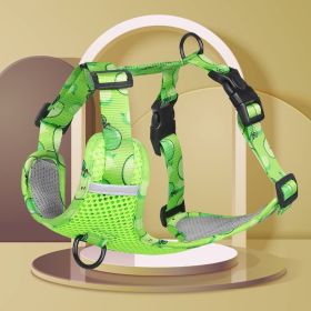 Harnesses; New style dog chest strap vest type big dog chest strap explosion-proof flush walking dog rope reflective pet traction rope (Specification (L * W): M, colour: green)