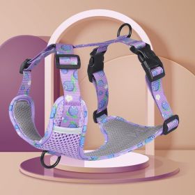 Harnesses; New style dog chest strap vest type big dog chest strap explosion-proof flush walking dog rope reflective pet traction rope (Specification (L * W): L, colour: purple)