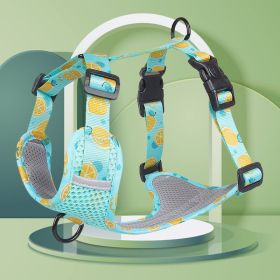 Harnesses; New style dog chest strap vest type big dog chest strap explosion-proof flush walking dog rope reflective pet traction rope (Specification (L * W): L, colour: Lake blue)