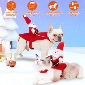 Pet Christmas Costumes Red Winter Coat for Dog Riding Santa Claus with Bell (size: XL)