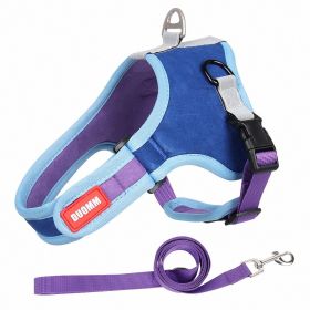 Harnesses Suede Pet Chest Strap Saddle Vest Style Dog Chest Back Reflective (Specification (L * W): M, colour: Blue)