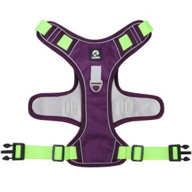 Harnesses; Cross border New Pet Towing Rope Vest Large Dog Chest Strap Reflective Explosion proof Flushing Dog Towing Rope (Specification (L * W): S, colour: purple)
