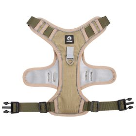 Harnesses; Cross border New Pet Towing Rope Vest Large Dog Chest Strap Reflective Explosion proof Flushing Dog Towing Rope (Specification (L * W): L, colour: Khaki)