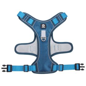 Harnesses; Cross border New Pet Towing Rope Vest Large Dog Chest Strap Reflective Explosion proof Flushing Dog Towing Rope (Specification (L * W): M, colour: Lake blue)